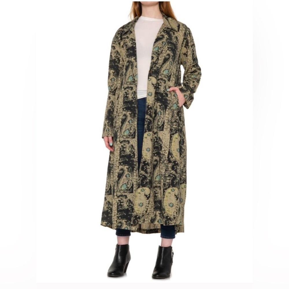 Free People Black and Tan Trench Coat